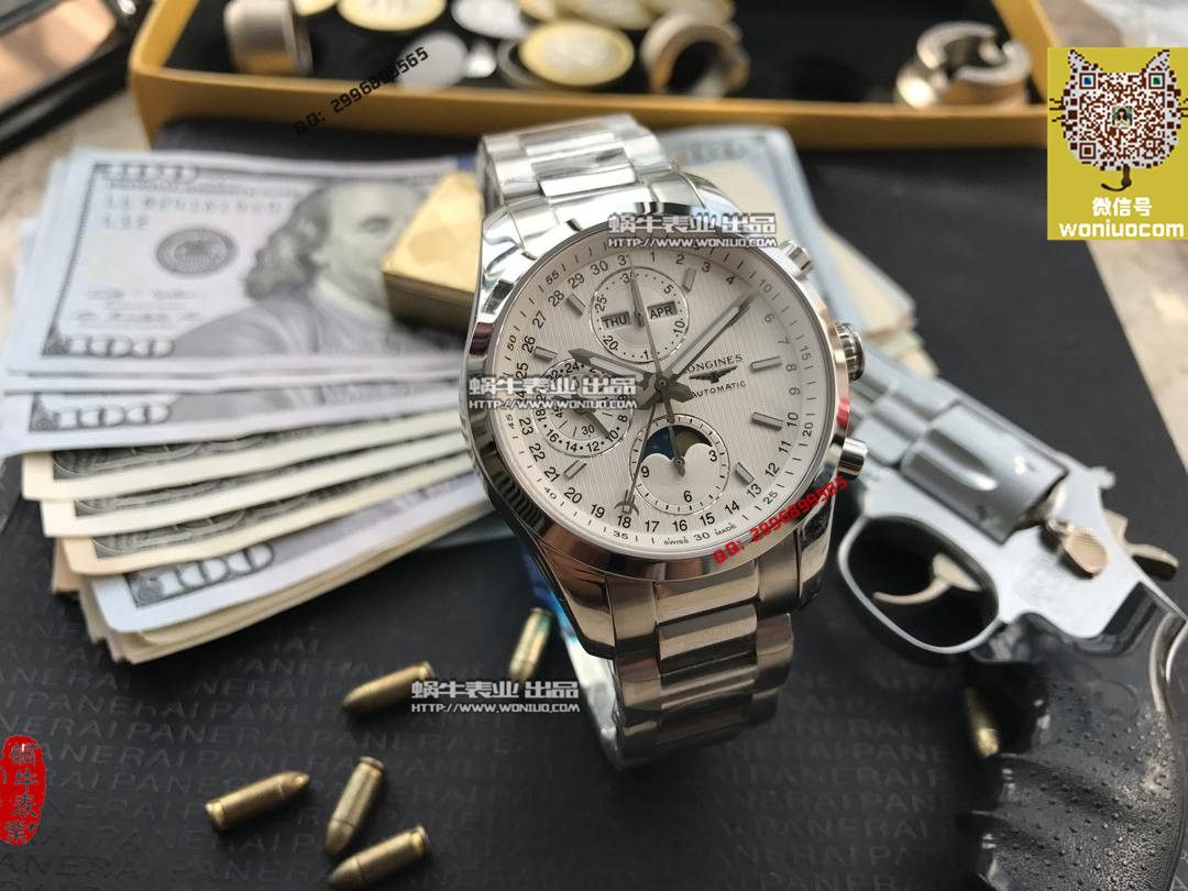   实拍图鉴赏  YL厂之浪琴康铂旗舰版L2.798.4.52.6男表《黑面表盘》 / L052A