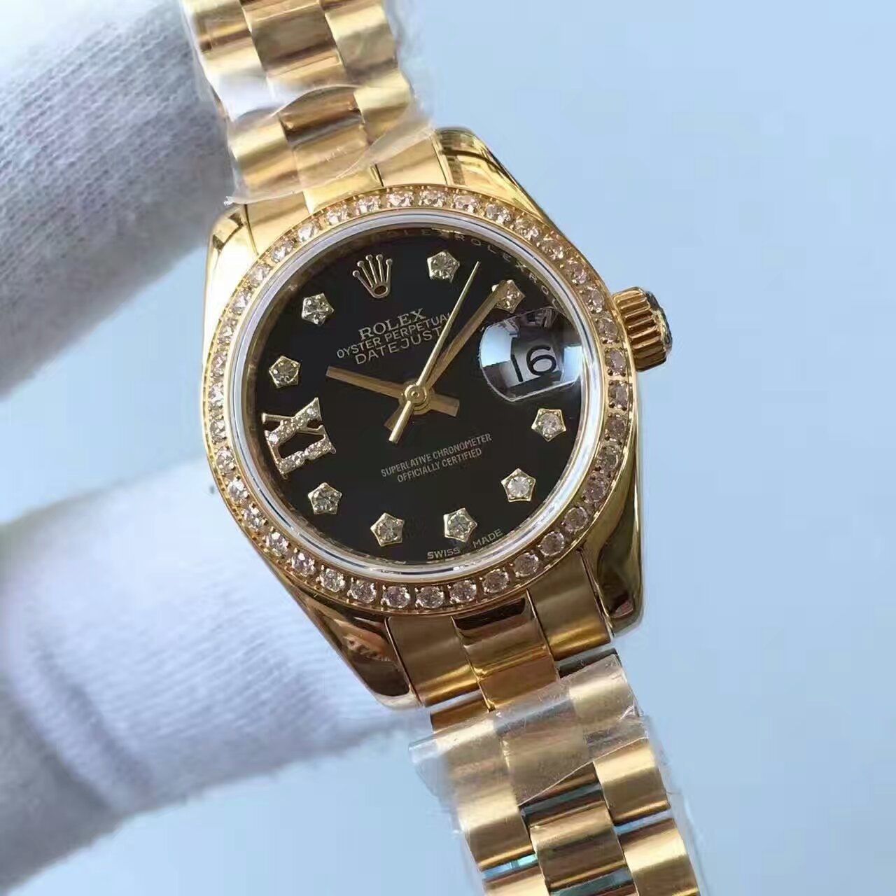   台湾厂劳力士女装日志型系列黑面表盘女士腕表 / R150