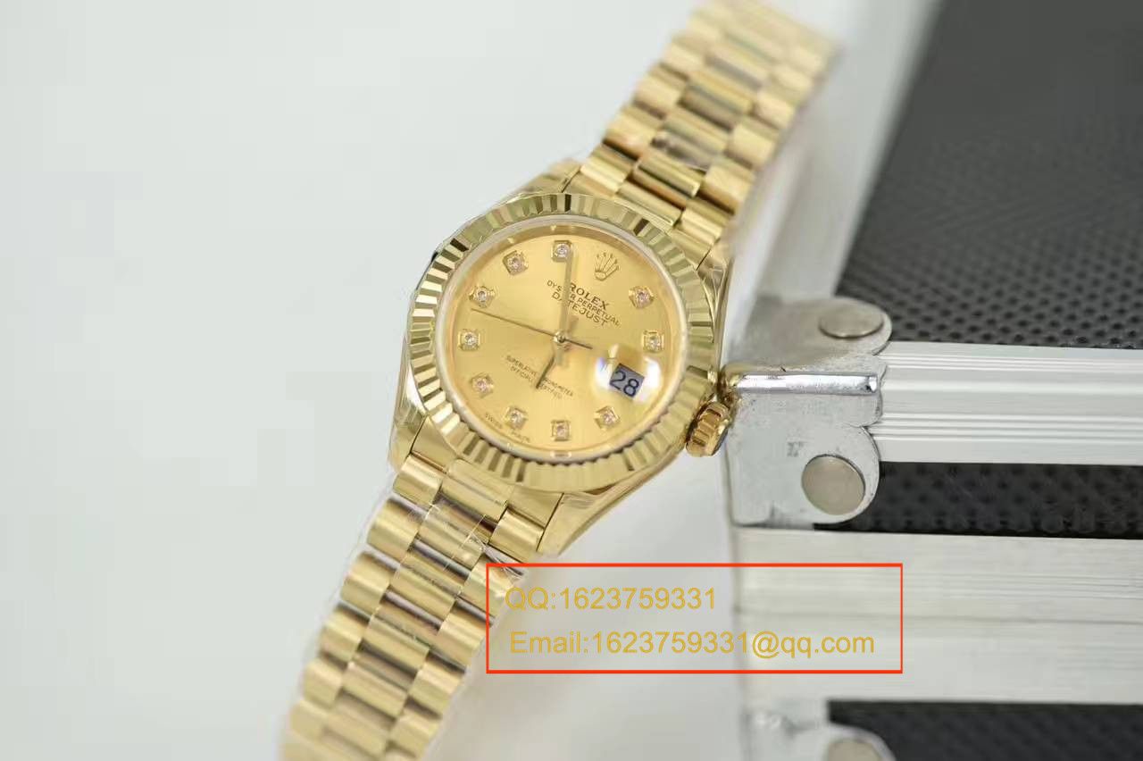   SY厂劳力士女装日志型系列279178香槟面镶钻腕表 / R185