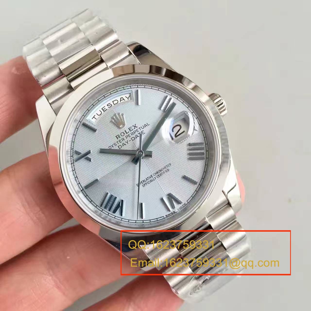   N厂高劳力士星期日历型系列228206冰蓝暗纹盘男士机械腕表 / RBE067