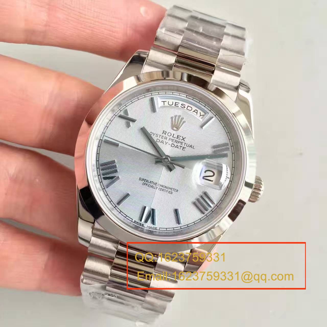   N厂高劳力士星期日历型系列228206冰蓝暗纹盘男士机械腕表 / RBE067