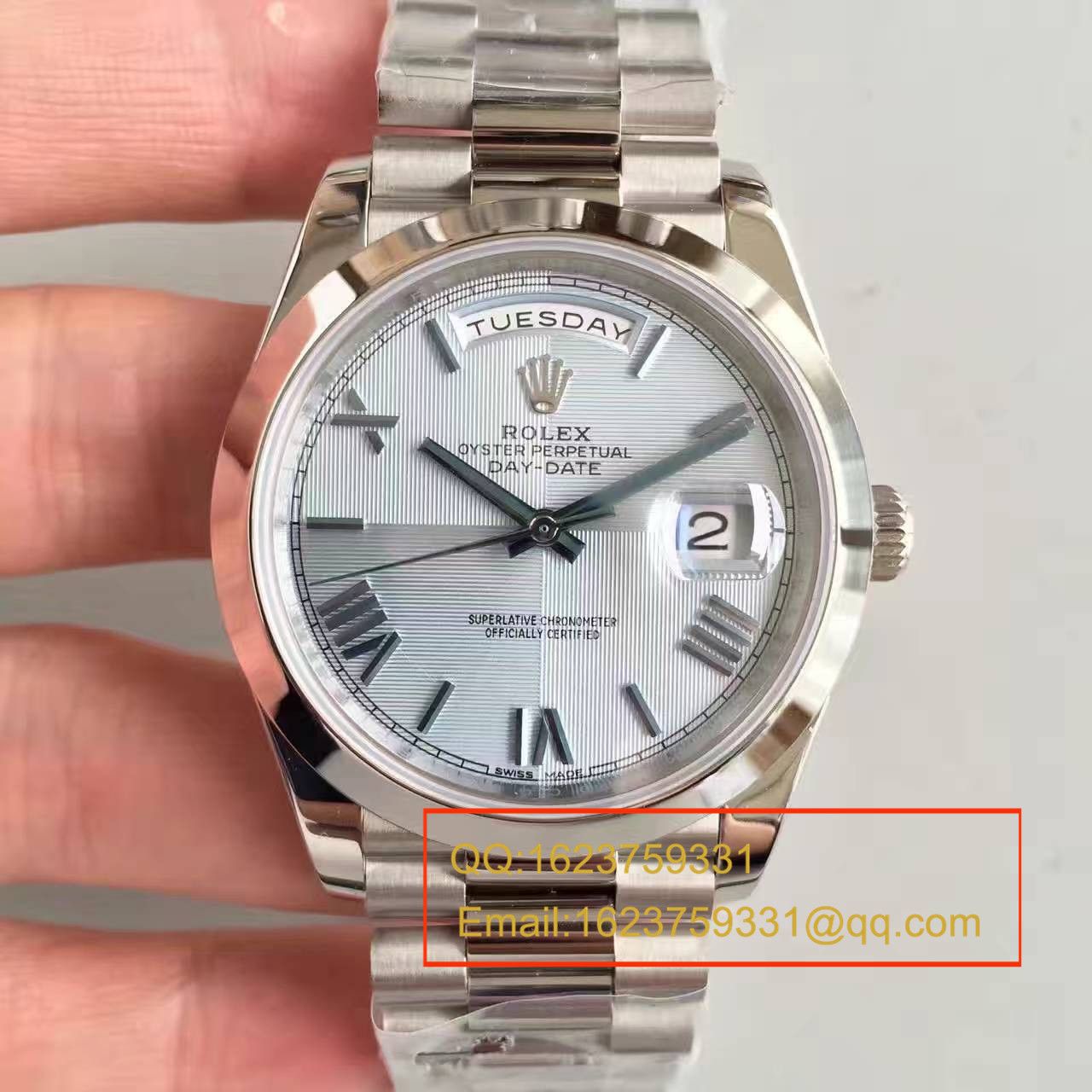   N厂高劳力士星期日历型系列228206冰蓝暗纹盘男士机械腕表 / RBE067