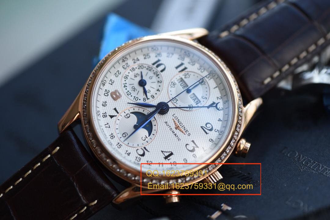   视频解析  浪琴名匠旗舰版本八针月相土豪金版本腕表《表圈镶钻》 / L066