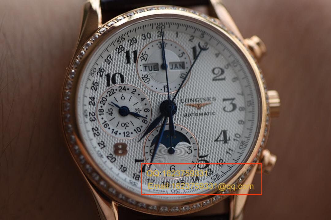   视频解析  浪琴名匠旗舰版本八针月相土豪金版本腕表《表圈镶钻》 / L066