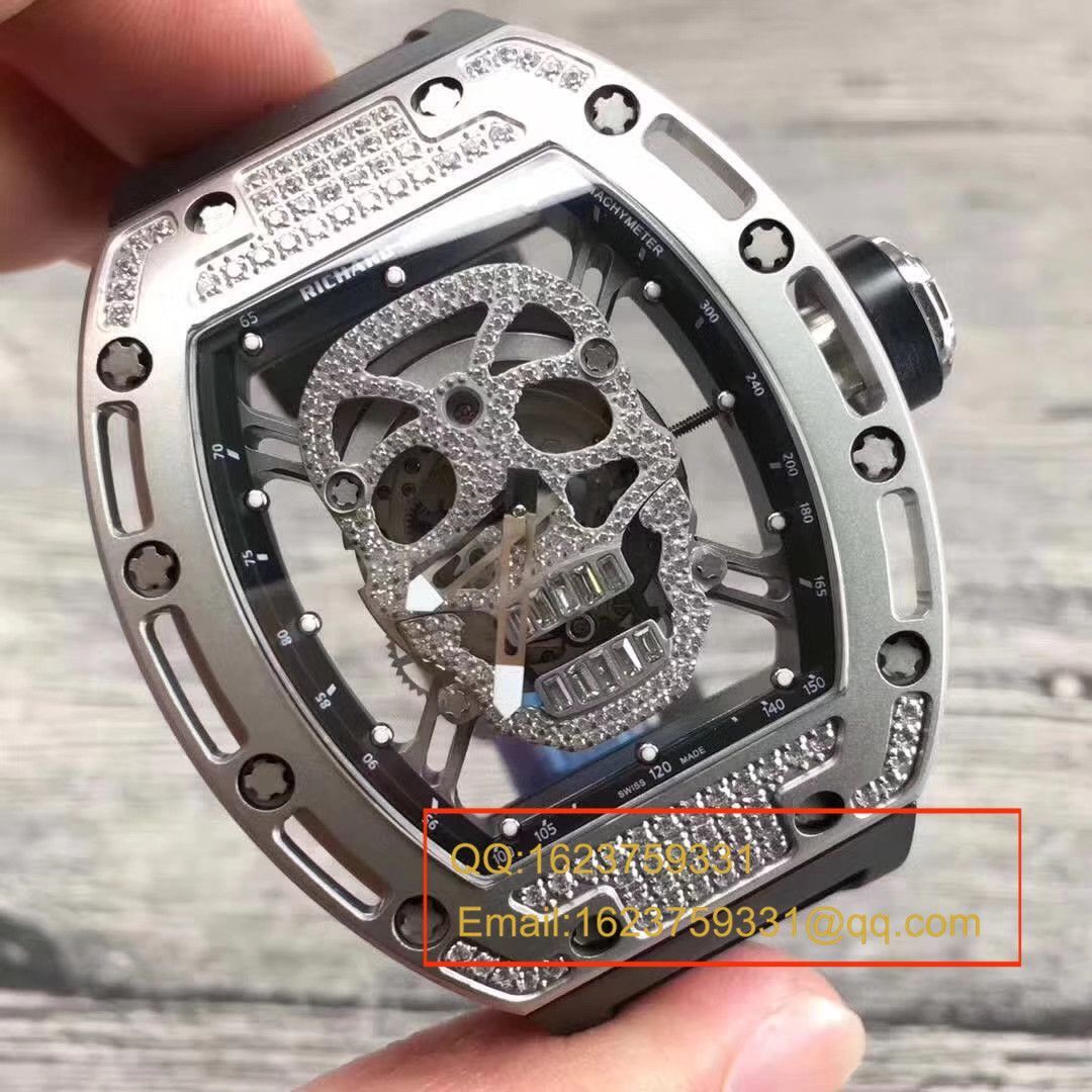   KV  理查德.米勒RICHARD MILLE男士系列RM 052银面骷髅头满钻腕表 / RM052C