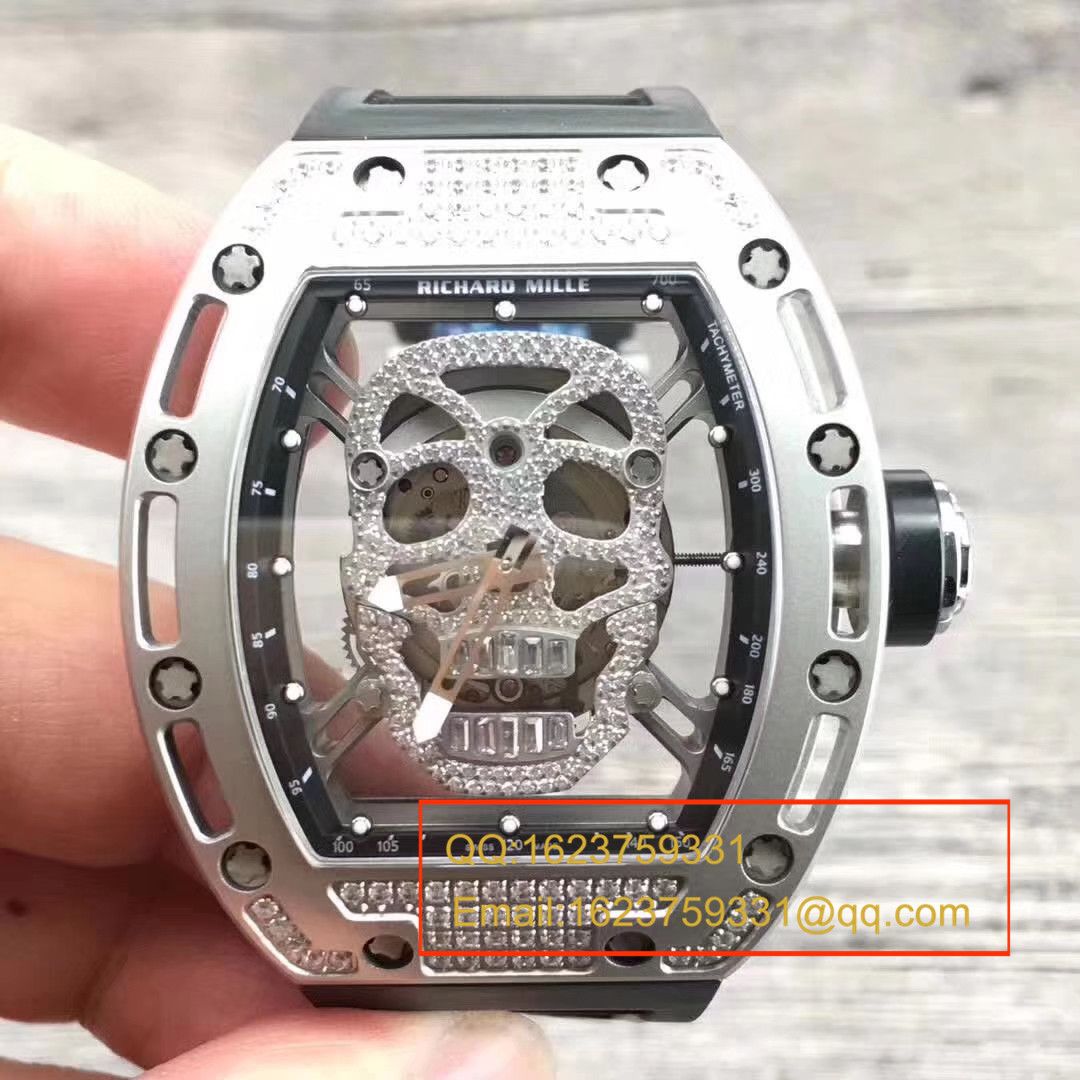   KV  理查德.米勒RICHARD MILLE男士系列RM 052银面骷髅头满钻腕表 / RM052C