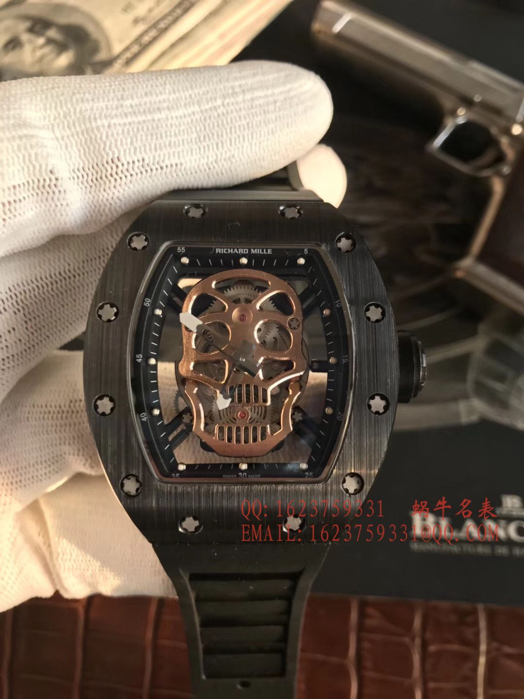   KV厂理查德.米勒男士系列RM 52-01潘玮柏同款金面骷髅头腕表 / RM 52-01