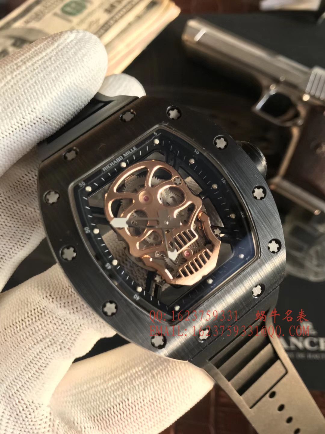   KV厂理查德.米勒男士系列RM 52-01潘玮柏同款金面骷髅头腕表 / RM 52-01