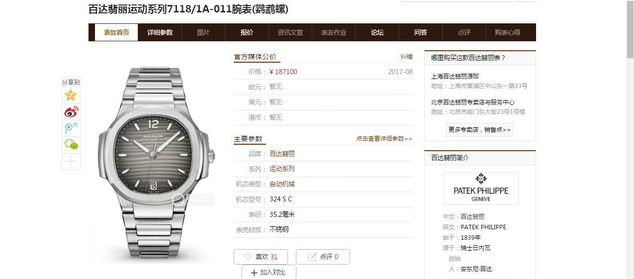   PF  百达翡丽运动系列7118/1A-011女士腕表(鹦鹉螺) / BD222