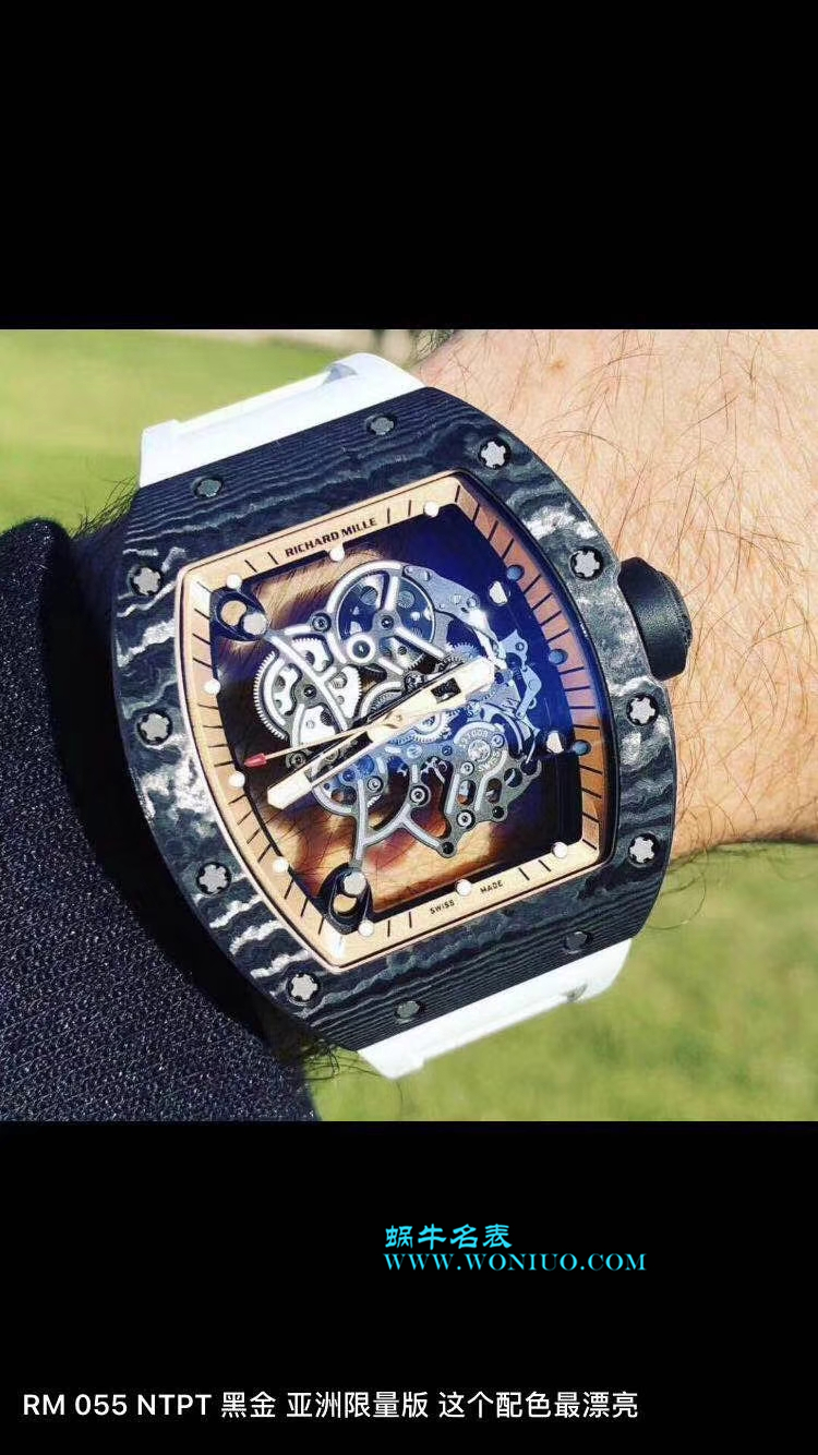   KV  理查德.米勒RICHARD MILLE男士系列RM 055碳纤维白面橡胶带新款 / RM 055C