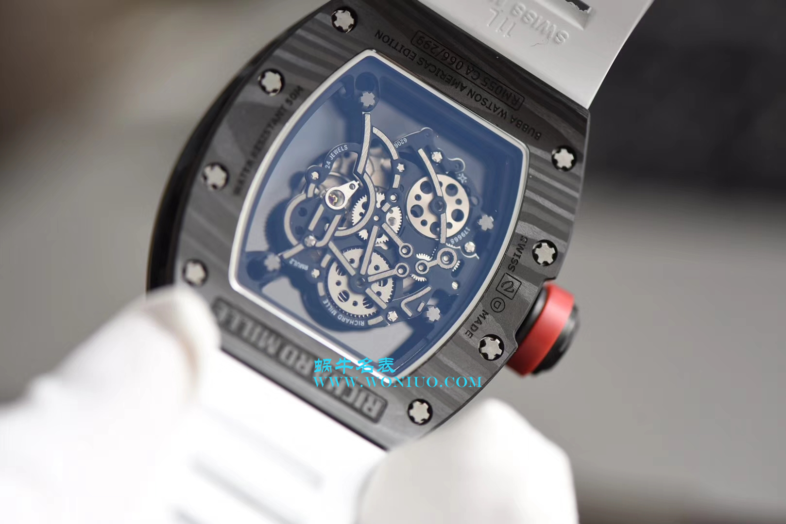   KV  理查德.米勒RICHARD MILLE男士系列RM 055碳纤维白面橡胶带新款 / RM 055C