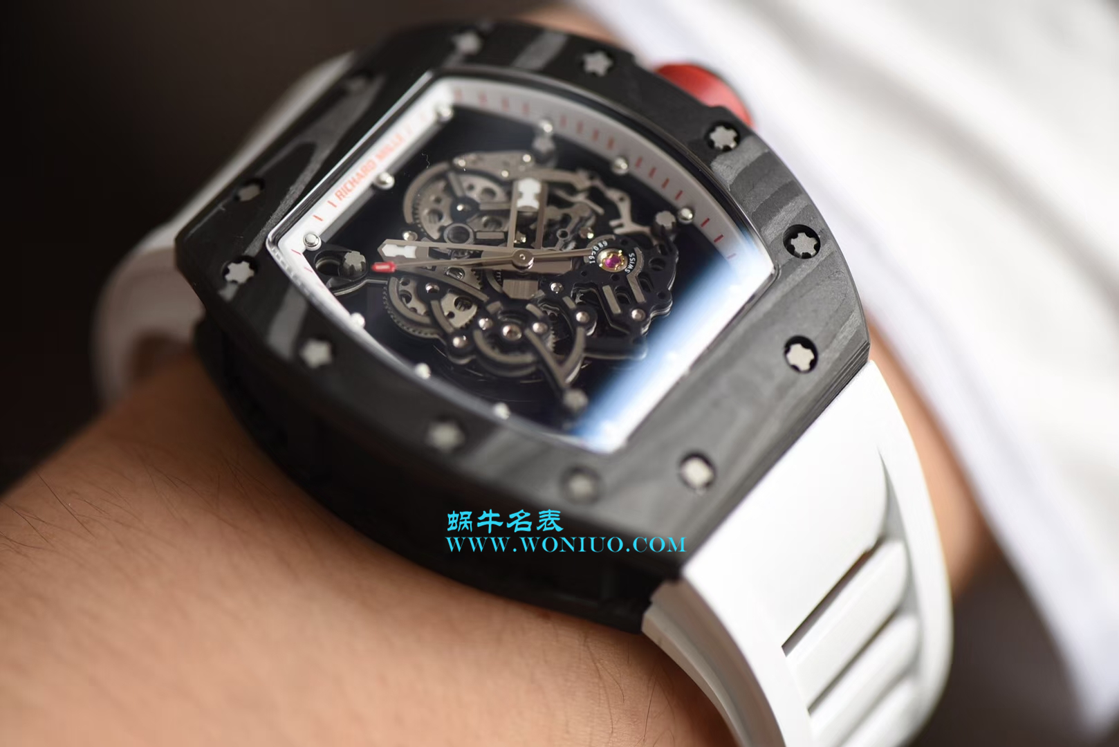   KV  理查德.米勒RICHARD MILLE男士系列RM 055碳纤维白面橡胶带新款 / RM 055C