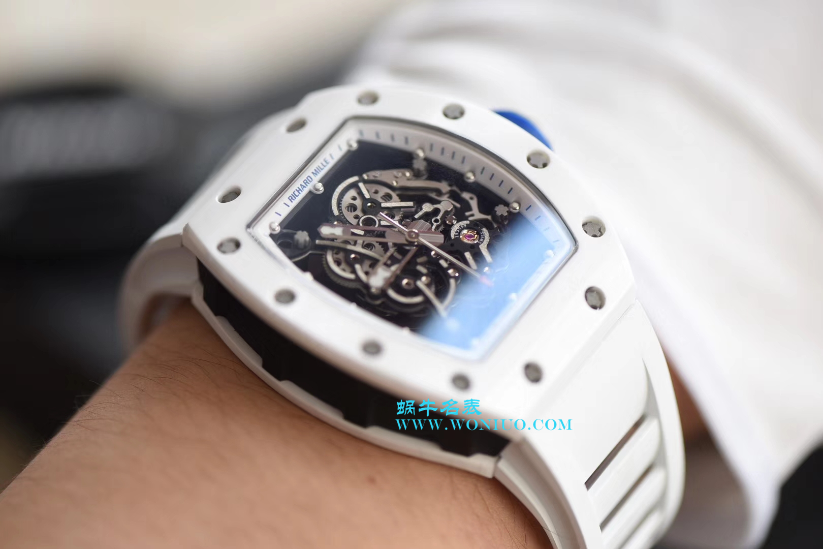   KV  理查德.米勒RICHARD MILLE男士系列RM 055白陶瓷白面橡胶带新款腕表 / RM 055D