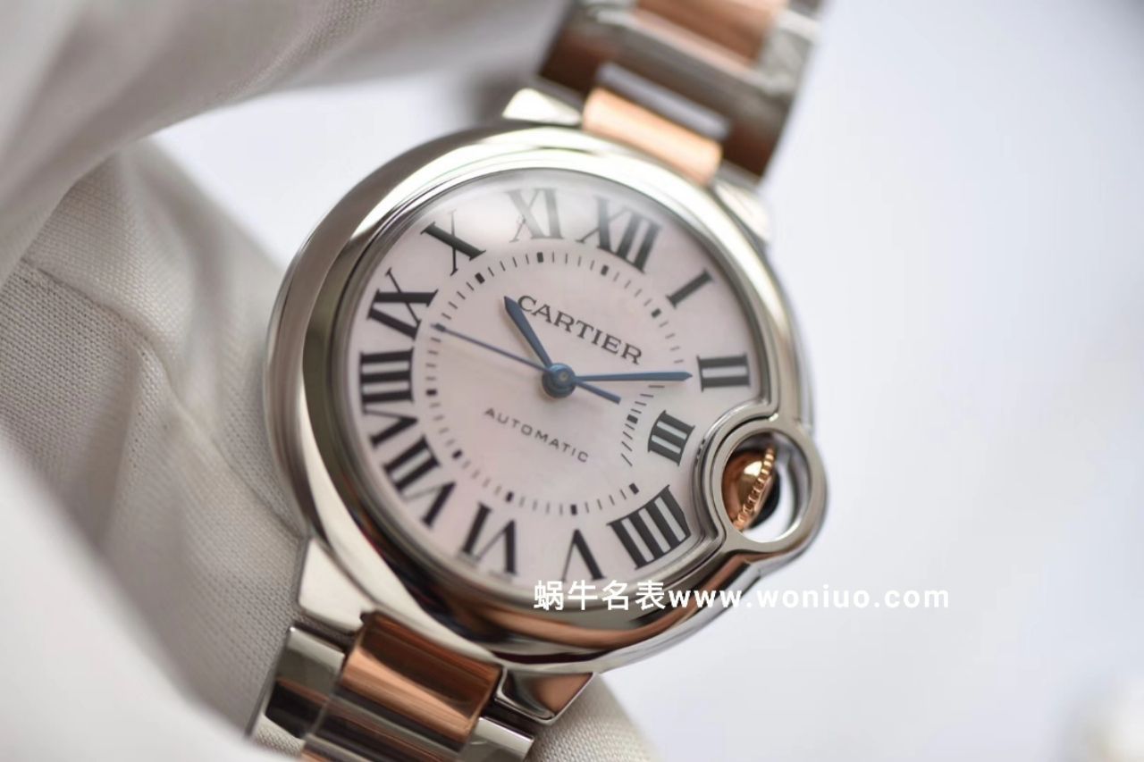 V6厂神器蓝气球新面～间玫瑰金贝母面 33mm直径机械女表 / K155