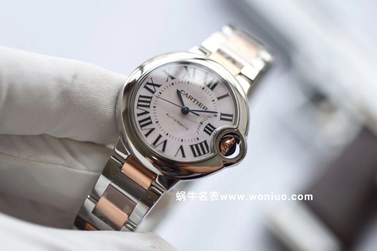 V6厂神器蓝气球新面～间玫瑰金贝母面 33mm直径机械女表 / K155