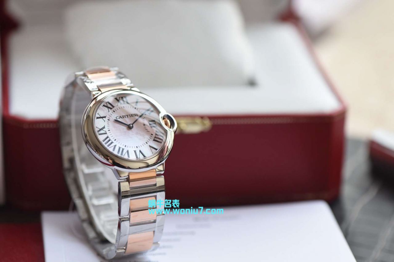 V6工厂～蓝气球鼻祖工厂女装36MM直径间金石英款美艳天然贝母表面 / K171