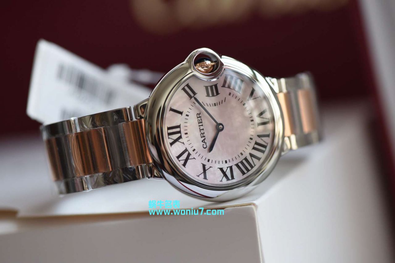 V6工厂～蓝气球鼻祖工厂女装36MM直径间金石英款美艳天然贝母表面 / K171