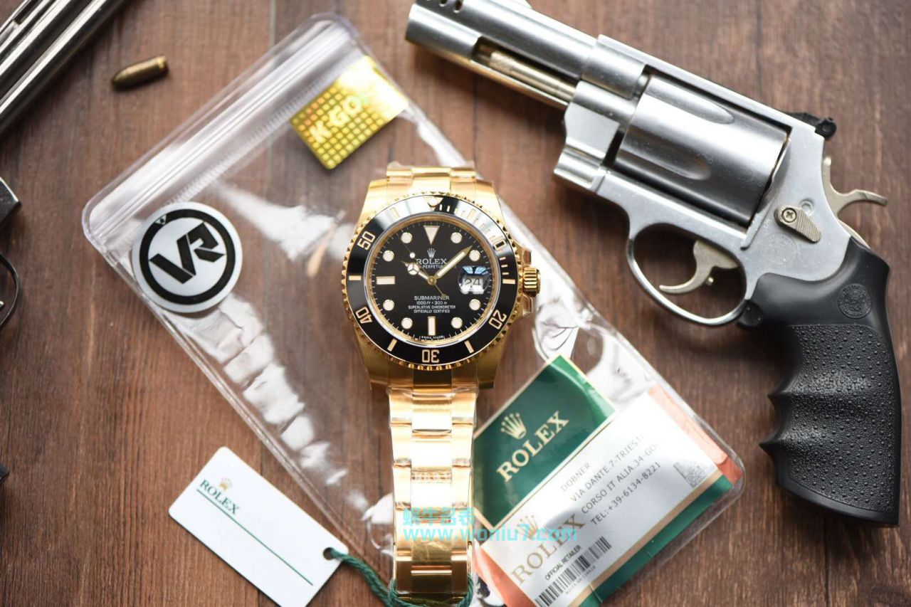   VR  土豪全18K包金黑水鬼～  劳力士潜航者型系列116618LN-97208 黑盘腕表 / R258