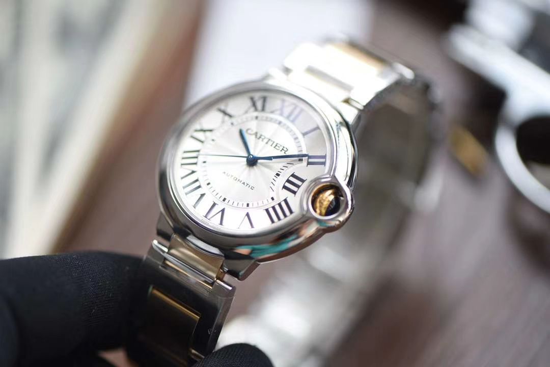 卡地亚蓝气球系列W6920047腕表女装36毫米  V9  V9厂18K包金蓝气球间金款 / K203