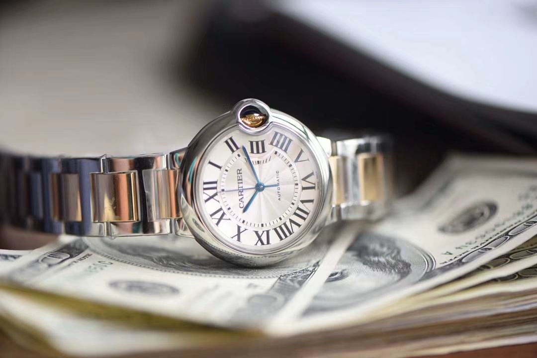 卡地亚蓝气球系列W6920047腕表女装36毫米  V9  V9厂18K包金蓝气球间金款 / K203