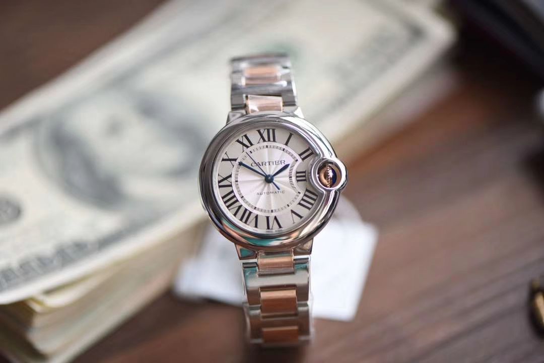 卡地亚蓝气球系列W2BB0023腕表33毫米玫瑰金女装  V9厂18K包金蓝气球间金款   / K205