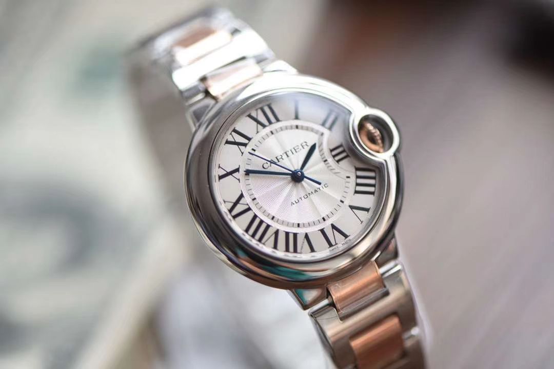 卡地亚蓝气球系列W2BB0023腕表33毫米玫瑰金女装  V9厂18K包金蓝气球间金款   / K205