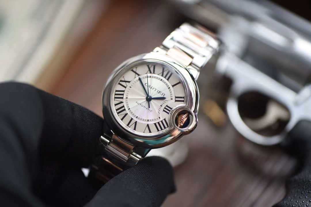 卡地亚蓝气球系列W2BB0023腕表33毫米玫瑰金女装  V9厂18K包金蓝气球间金款   / K205