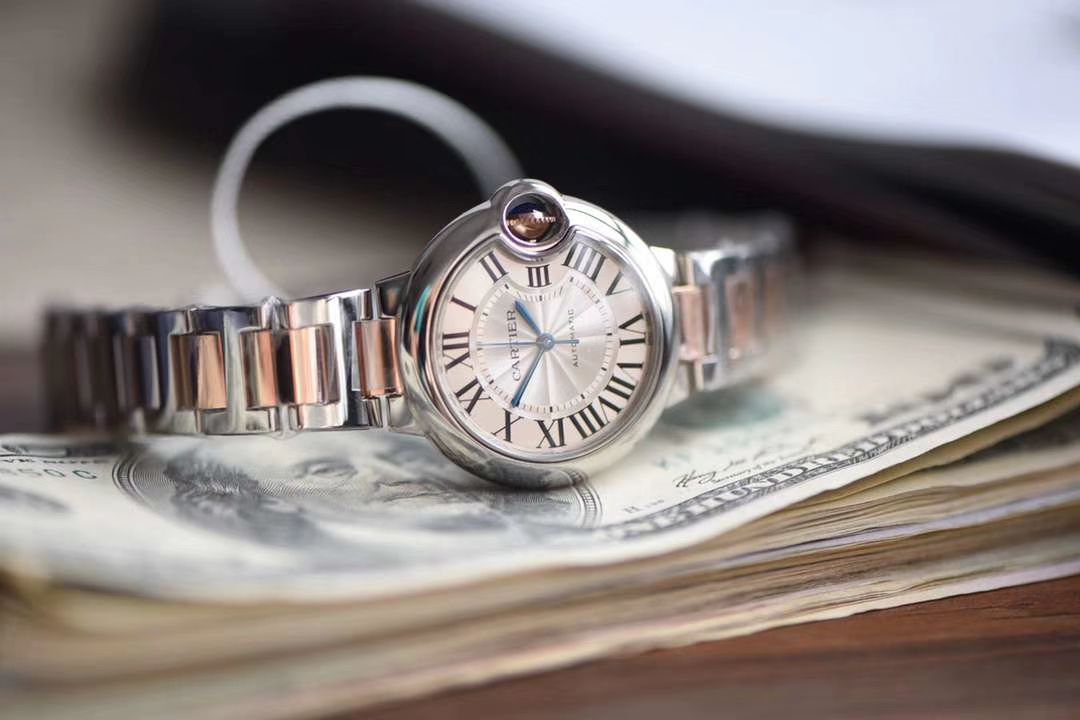 卡地亚蓝气球系列W2BB0023腕表33毫米玫瑰金女装  V9厂18K包金蓝气球间金款   / K205