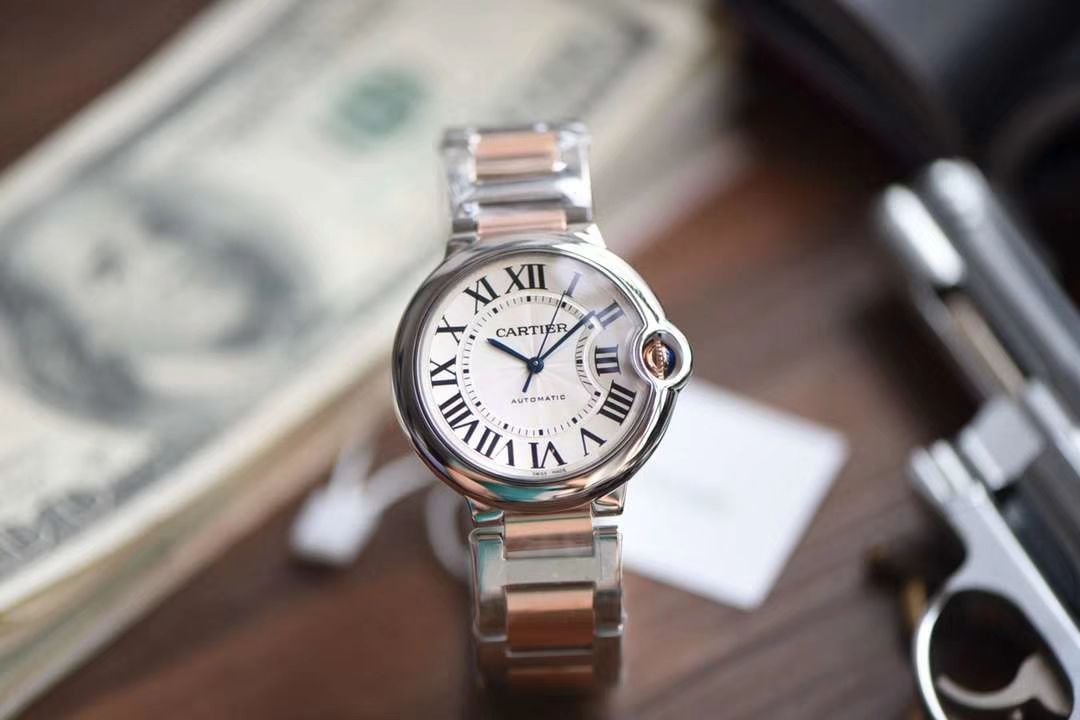 卡地亚蓝气球系列W2BB0003腕表36毫米玫瑰金女装  V9厂18K包金卡地亚蓝气球间金款   / K206