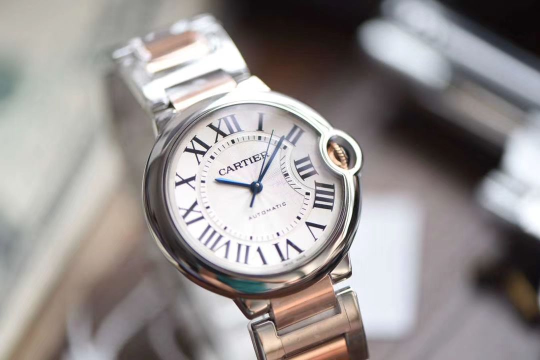 卡地亚蓝气球系列W2BB0003腕表36毫米玫瑰金女装  V9厂18K包金卡地亚蓝气球间金款   / K206