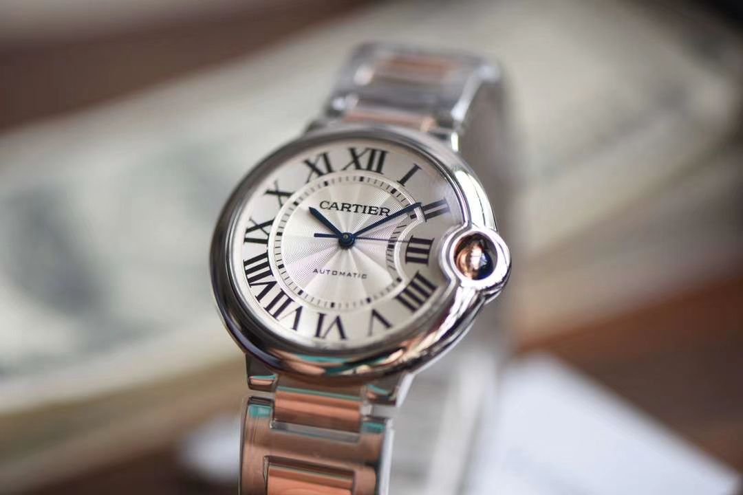 卡地亚蓝气球系列W2BB0003腕表36毫米玫瑰金女装  V9厂18K包金卡地亚蓝气球间金款   / K206