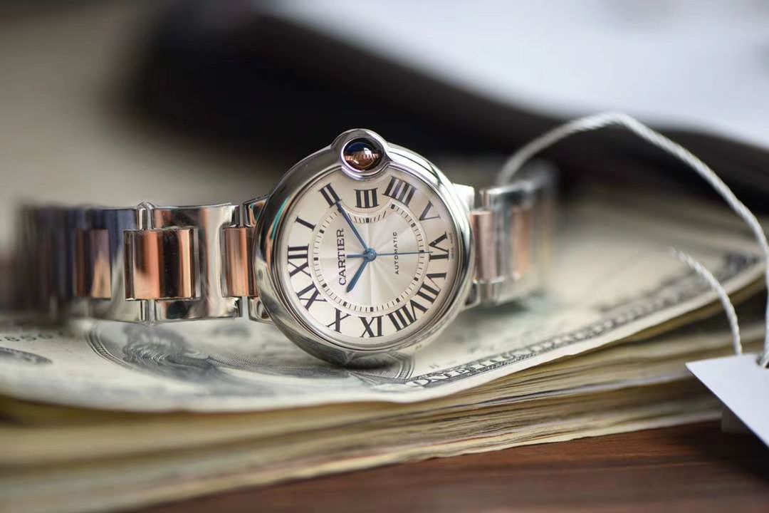 卡地亚蓝气球系列W2BB0003腕表36毫米玫瑰金女装  V9厂18K包金卡地亚蓝气球间金款   / K206