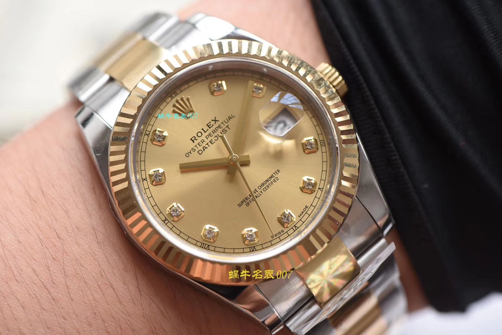 视频评测AR厂官网劳力士41毫米间金日志  劳力士日志型116333-72213 G香槟盘镶钻腕表 / R321