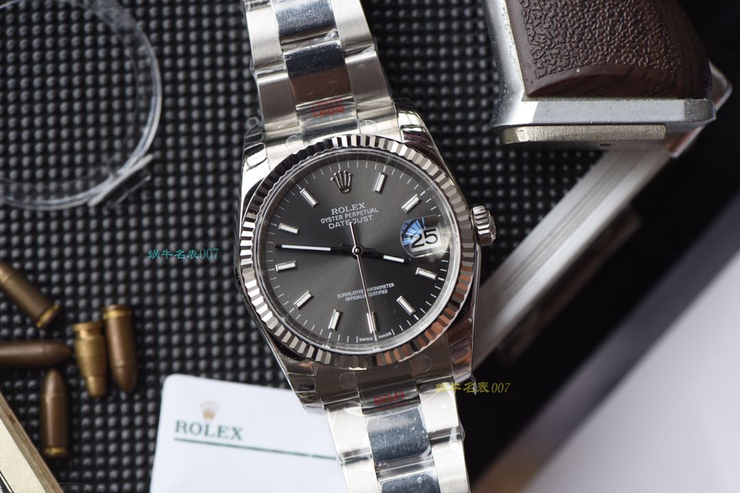 视频评测网  劳力士日志型36系列灰面盘腕表 / R326