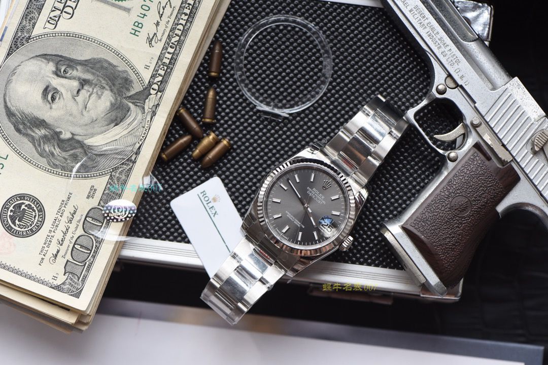 视频评测网  劳力士日志型36系列灰面盘腕表 / R326