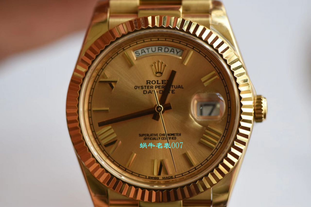   EW厂Rolex表  劳力士星期日历型系列218238-83218 香槟面表盘腕表 / R382