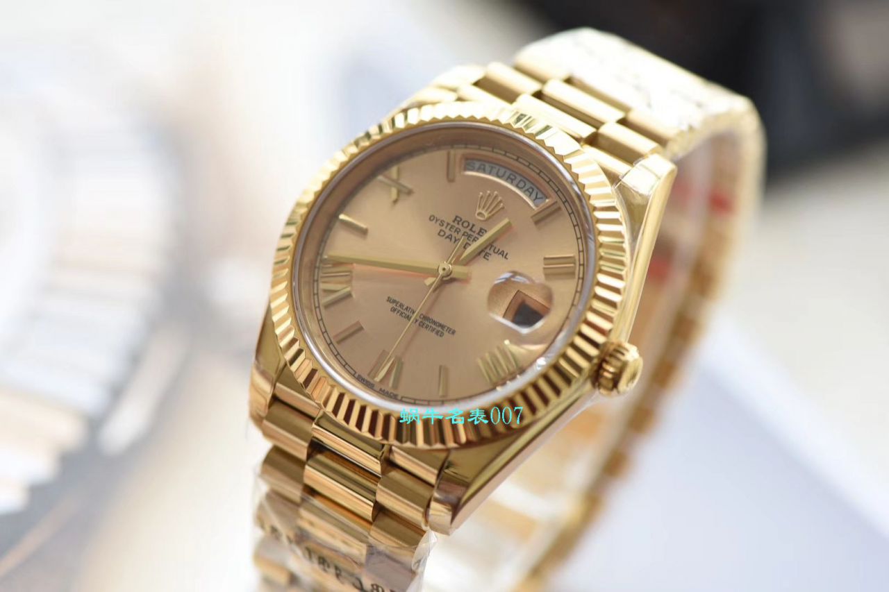   EW厂Rolex表  劳力士星期日历型系列218238-83218 香槟面表盘腕表 / R382