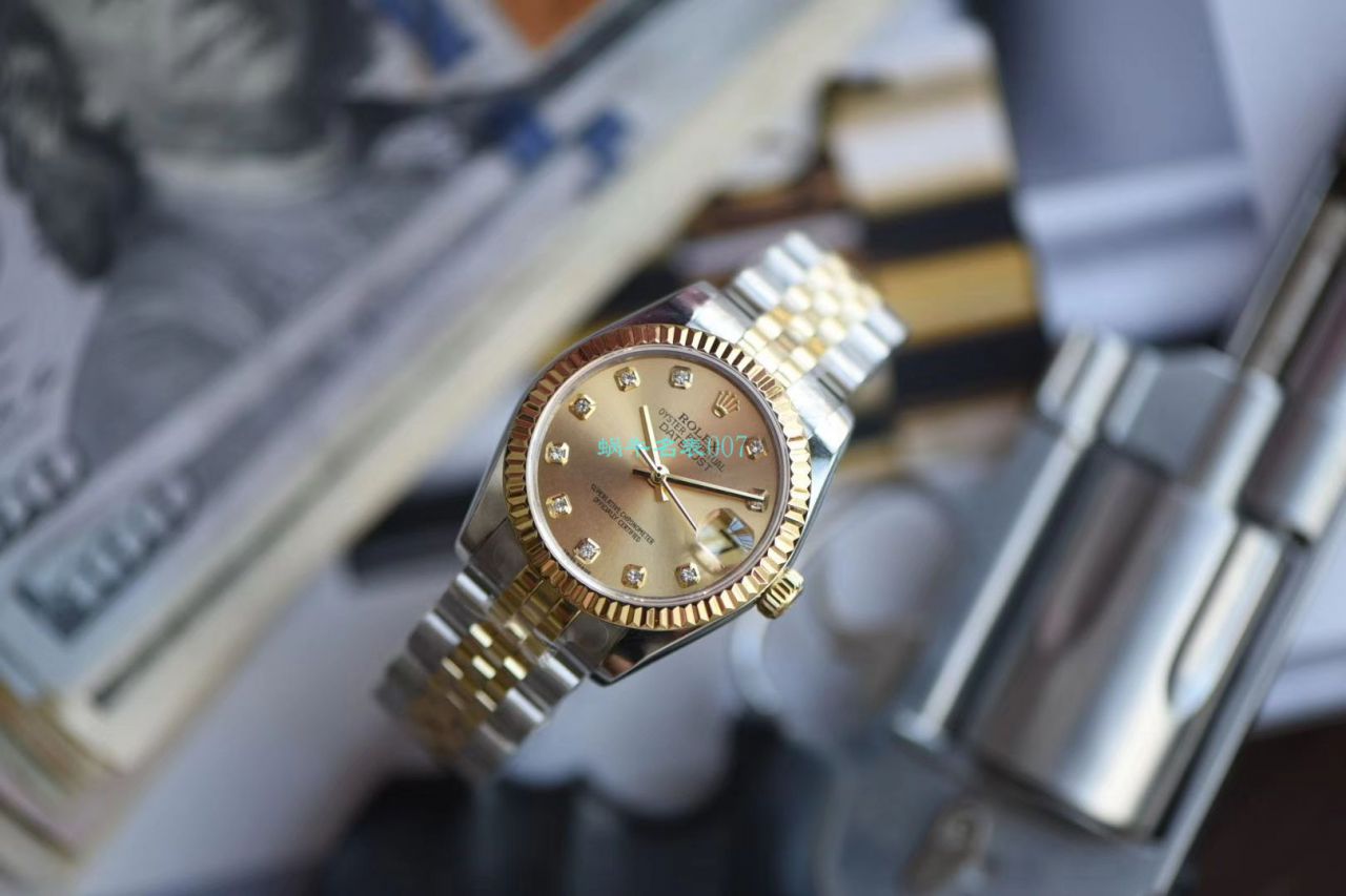   台湾厂ROLEX女表  劳力士女装日志型31毫米系列178273香槟盘腕表 / R510