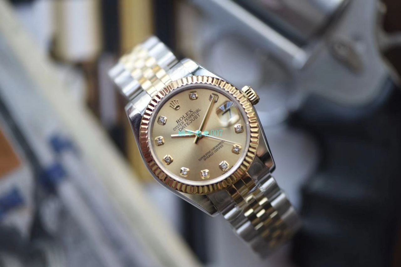   台湾厂ROLEX女表  劳力士女装日志型31毫米系列178273香槟盘腕表 / R510