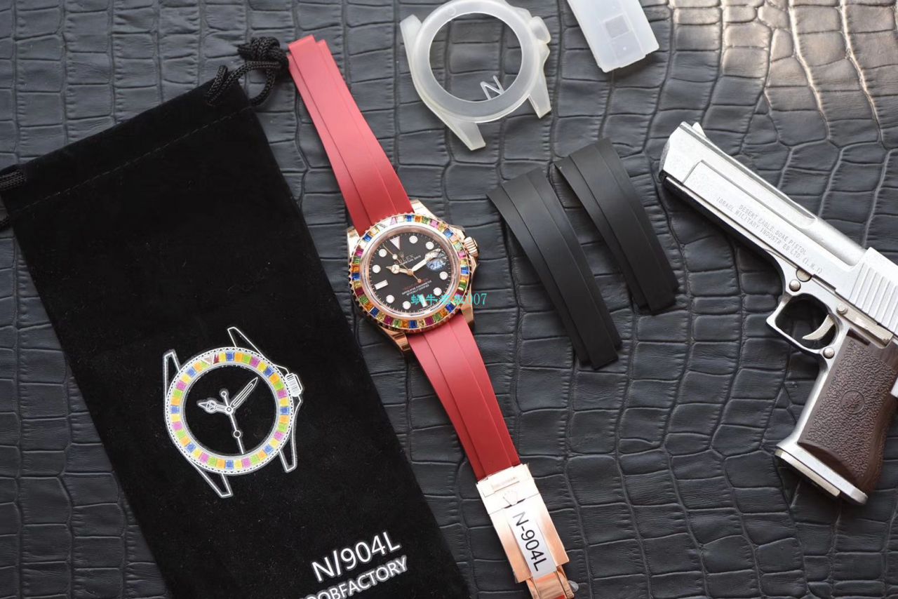 视频评测NOOB厂官网劳力士水鬼表  糖豆劳力士游艇名仕型系列116695SATS腕表 / R327