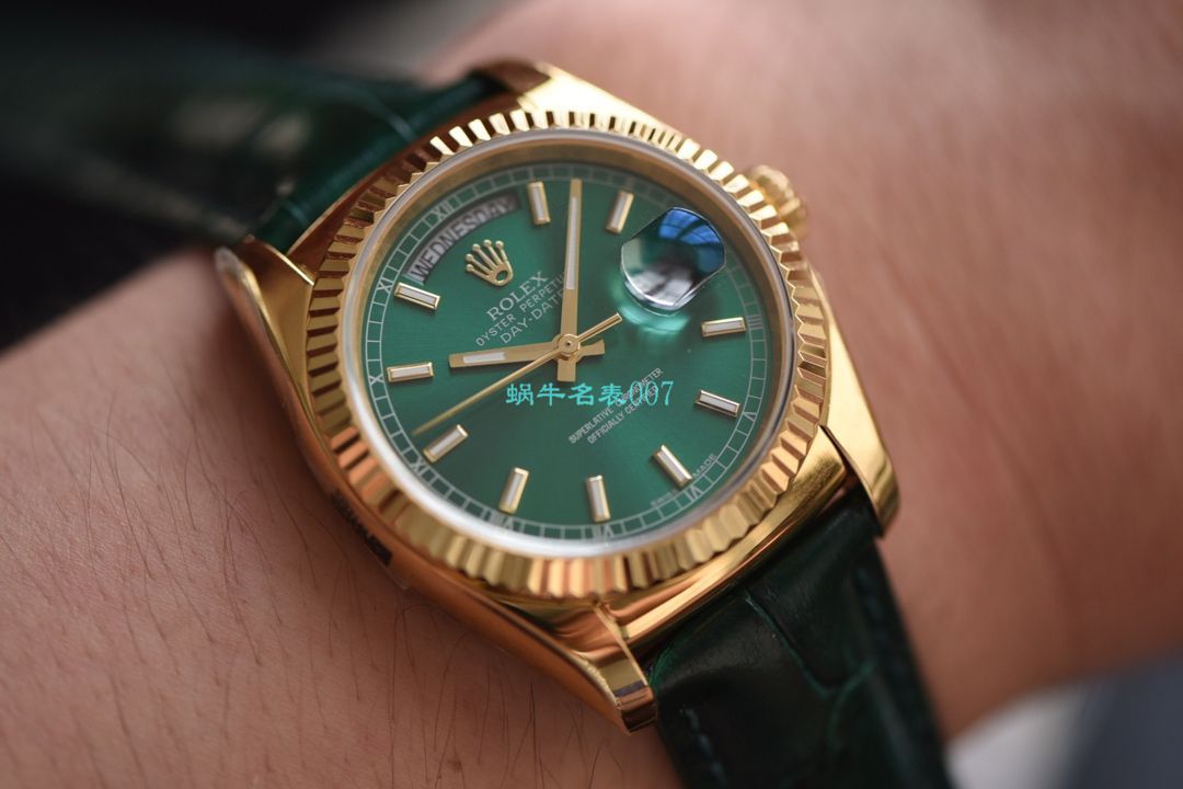 视频评测劳力士星期日历型系列118138-L(FC)绿盘腕表 / R582