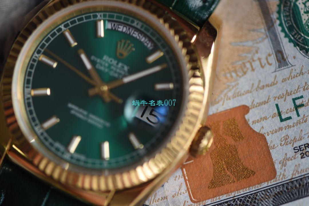 视频评测劳力士星期日历型系列118138-L(FC)绿盘腕表 / R582