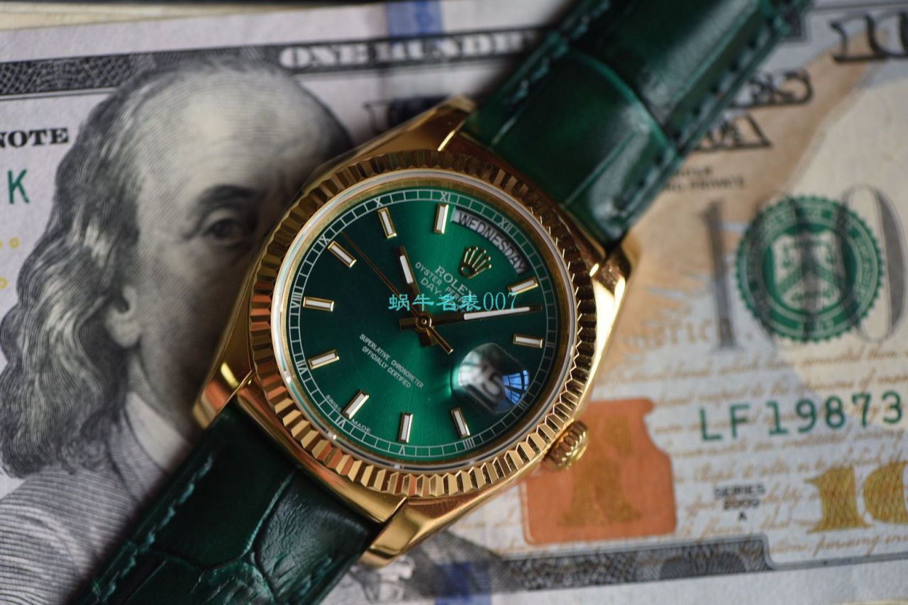 视频评测劳力士星期日历型系列118138-L(FC)绿盘腕表 / R582