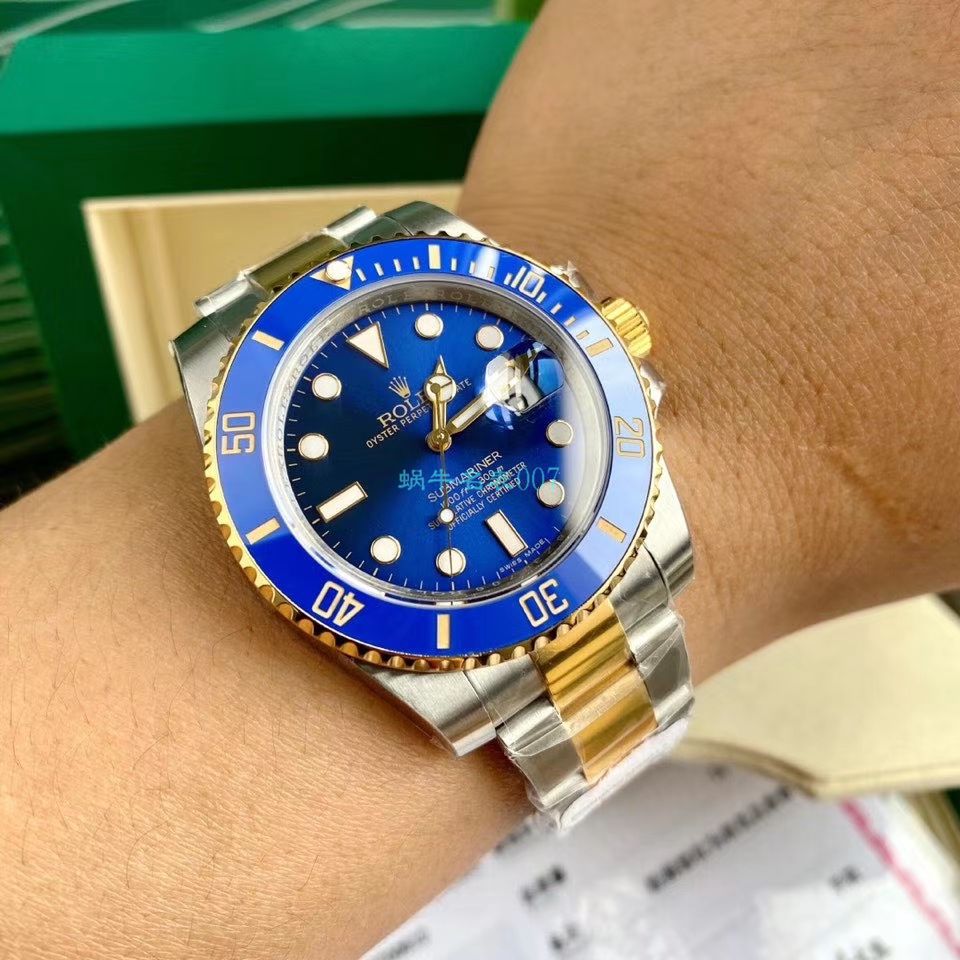 高端定制包金ETA机芯劳力士潜航者型116613LB-97203 蓝盘腕表(间金蓝水鬼) / R597