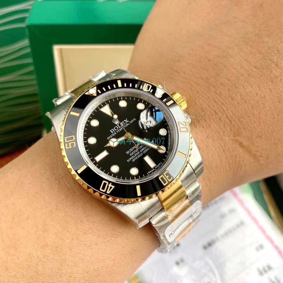 高端定制包金ETA机芯劳力士潜航者型116613-LN-97203间金黑水鬼黑盘腕表 / R596