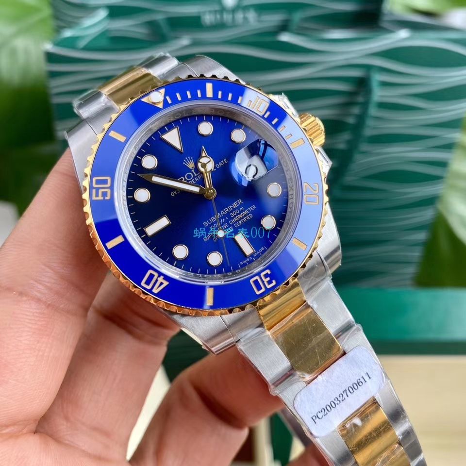 高端定制包金ETA机芯劳力士潜航者型116613-LN-97203间金黑水鬼黑盘腕表 / R596