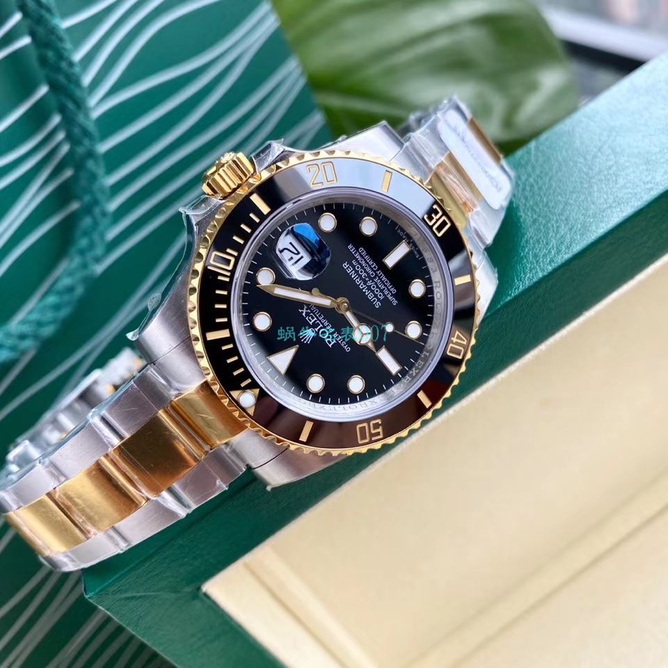 高端定制包金ETA机芯劳力士潜航者型116613-LN-97203间金黑水鬼黑盘腕表 / R596