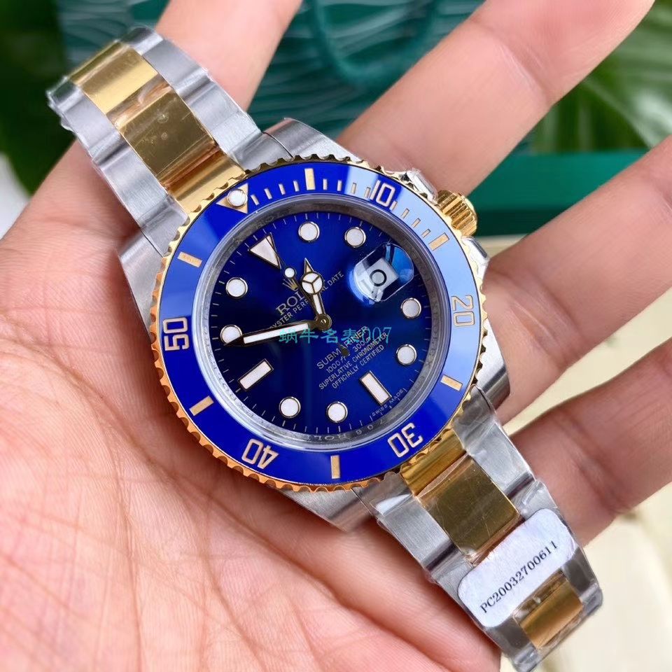 高端定制包金ETA机芯劳力士潜航者型116613LB-97203 蓝盘腕表(间金蓝水鬼) / R597