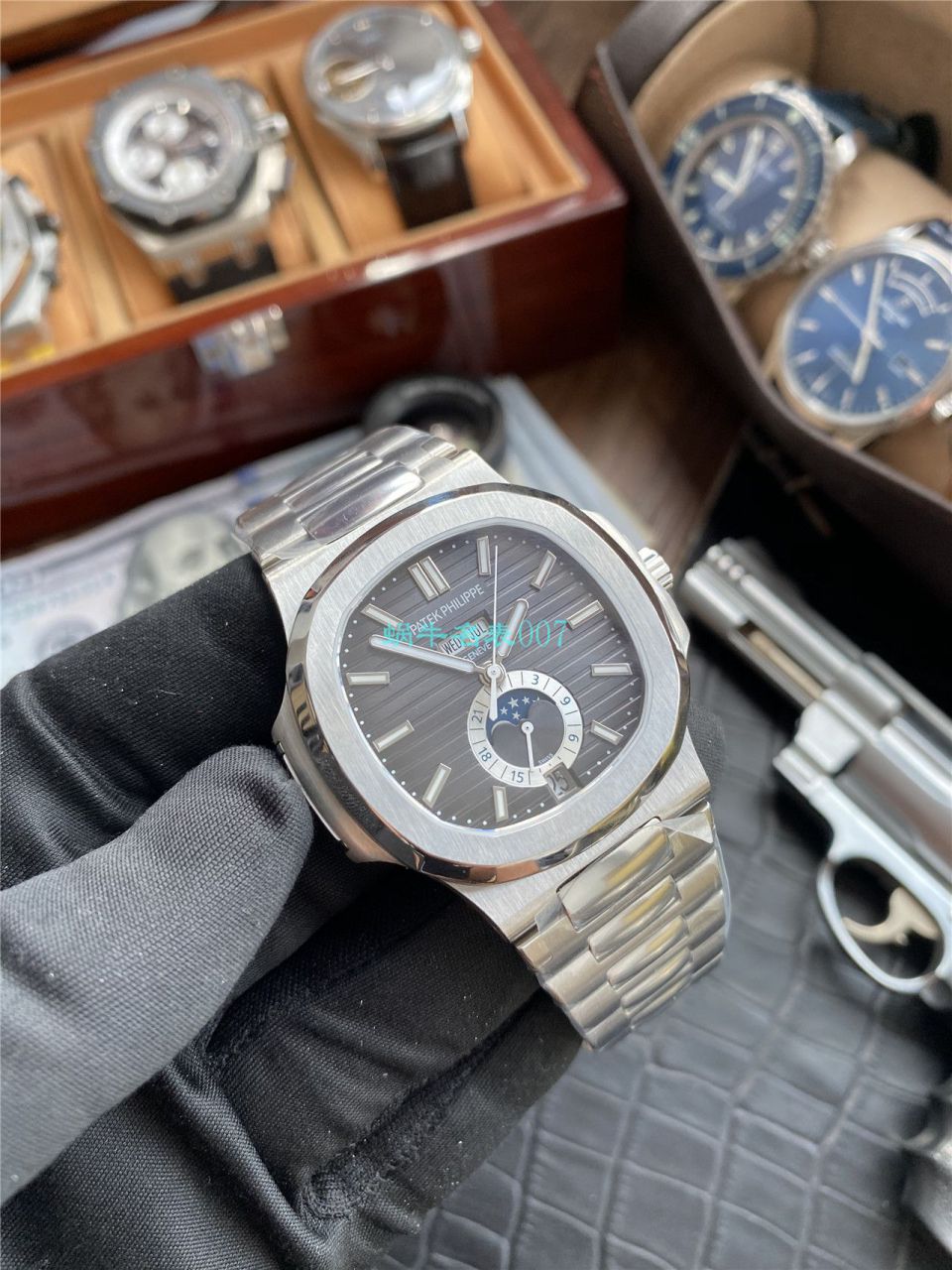 评测V9厂真月相百达翡丽鹦鹉螺高5726/1A-014腕表 / BD309