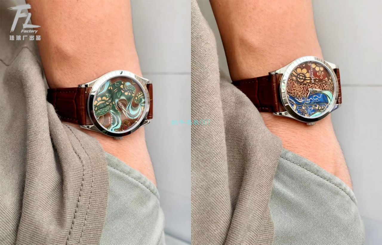 FL厂百达翡丽珍稀工艺珐琅5077P-102《不丹六面织品》，5077P-103《不丹八面织品》腕表 / BD316